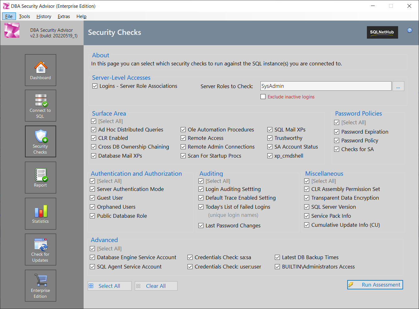 DBA Security Advisor Enterprise Edition - Sample Security Checks